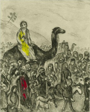  zeitgenosse - Jacob Departure For Egypt radiert Aquarelle des Zeitgenossen Marc Chagall